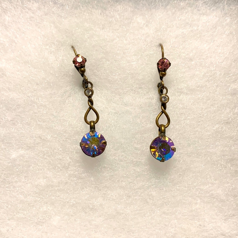 Authentic Vintage Sorrelli Swarovski Pink Crystal Drop Earrings
